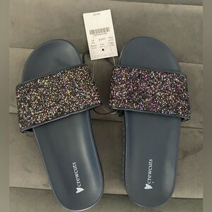 Crewcuts Sparkling Glitter Sandals - navy glitter